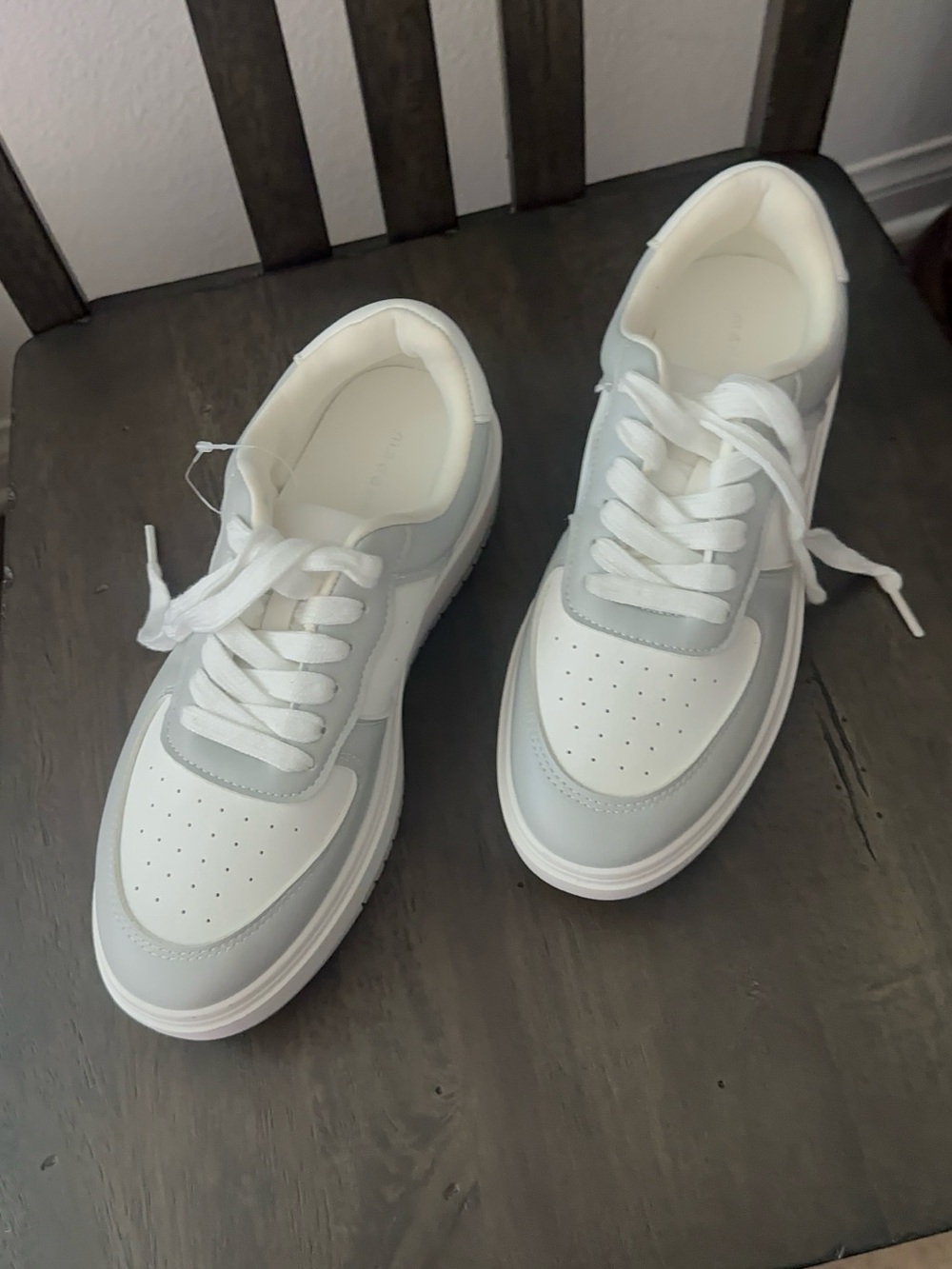 Madden Girl White and Light Gray Low-Top Platform Sneakers